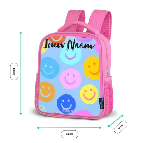 Vrolijk patroon van smileys Kinderrugzak - Roze middel -productfoto_formaten