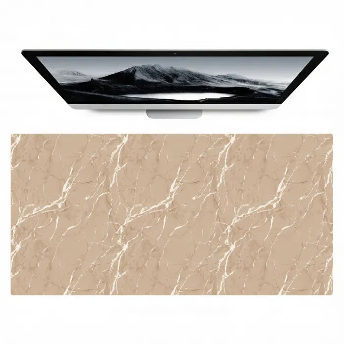 Beige - Marmer - Organisch - Wit Muismat XXL klein 681 -zzz3d