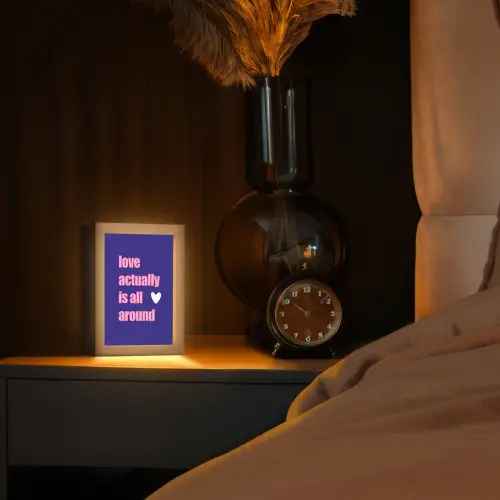 Tekst - Valentijn - Love - Blauw Light Box met kabel (Tafellamp) klein -sfeer1