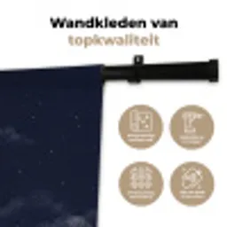 Kraanvogels - Nachthemel - Blauw Wandkleed katoen middel -sfeer2