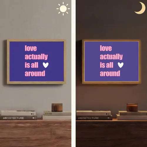 Tekst - Valentijn - Love - Blauw Light Box met batterij (Wandlamp) middel -sfeer3