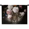 Bloemen - Jan Davidsz de Heem - Tijger - Schilderij - Stilleven - Oude meesters Wandkleed katoen klein -zz3d