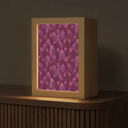 Bladeren - Patroon - Burgundy Light Box met kabel (Tafellamp) klein 925 -z3d_website