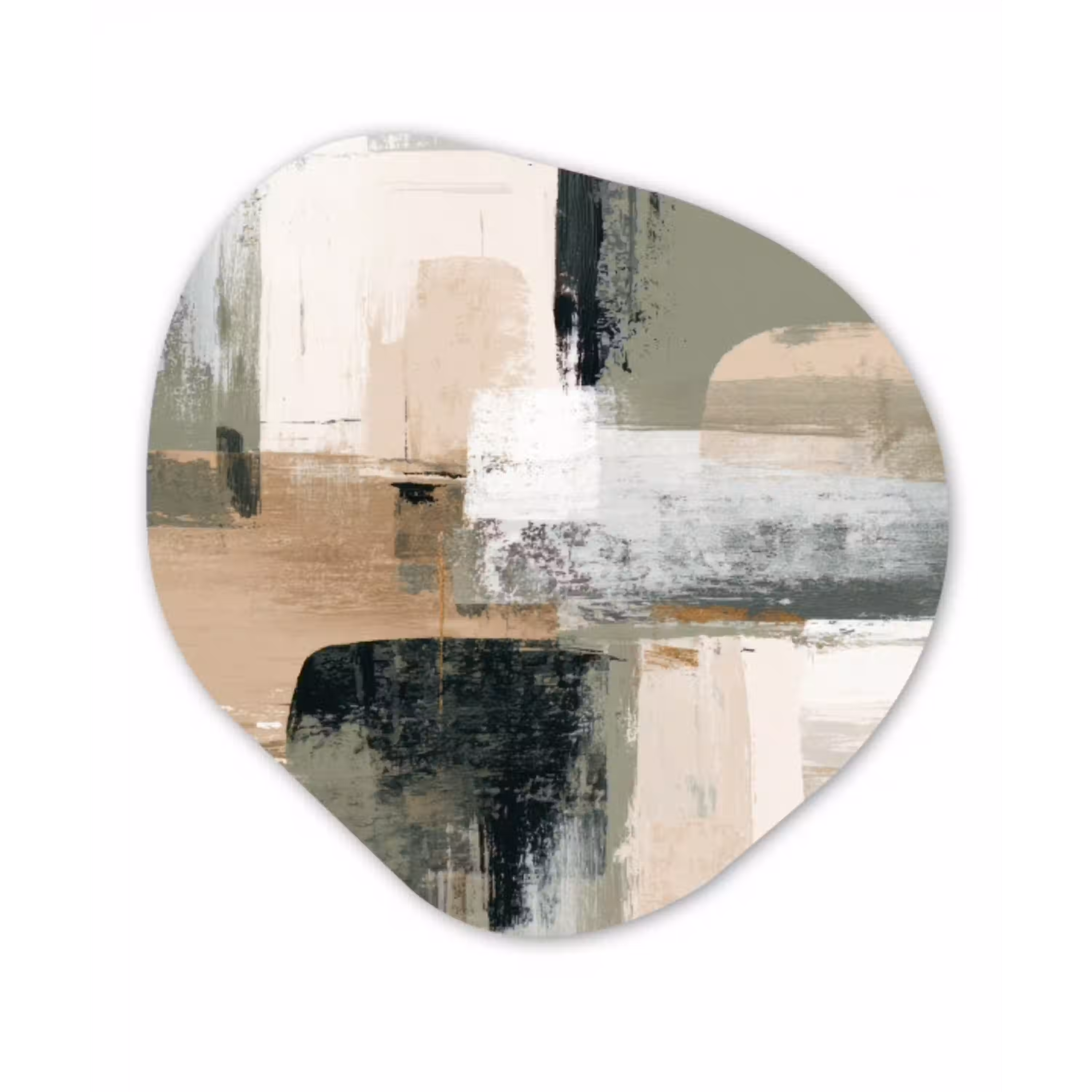 Penseelstreken - Abstract - Aardetinten Wandcirkel Organisch Forex 3mm klein -3d