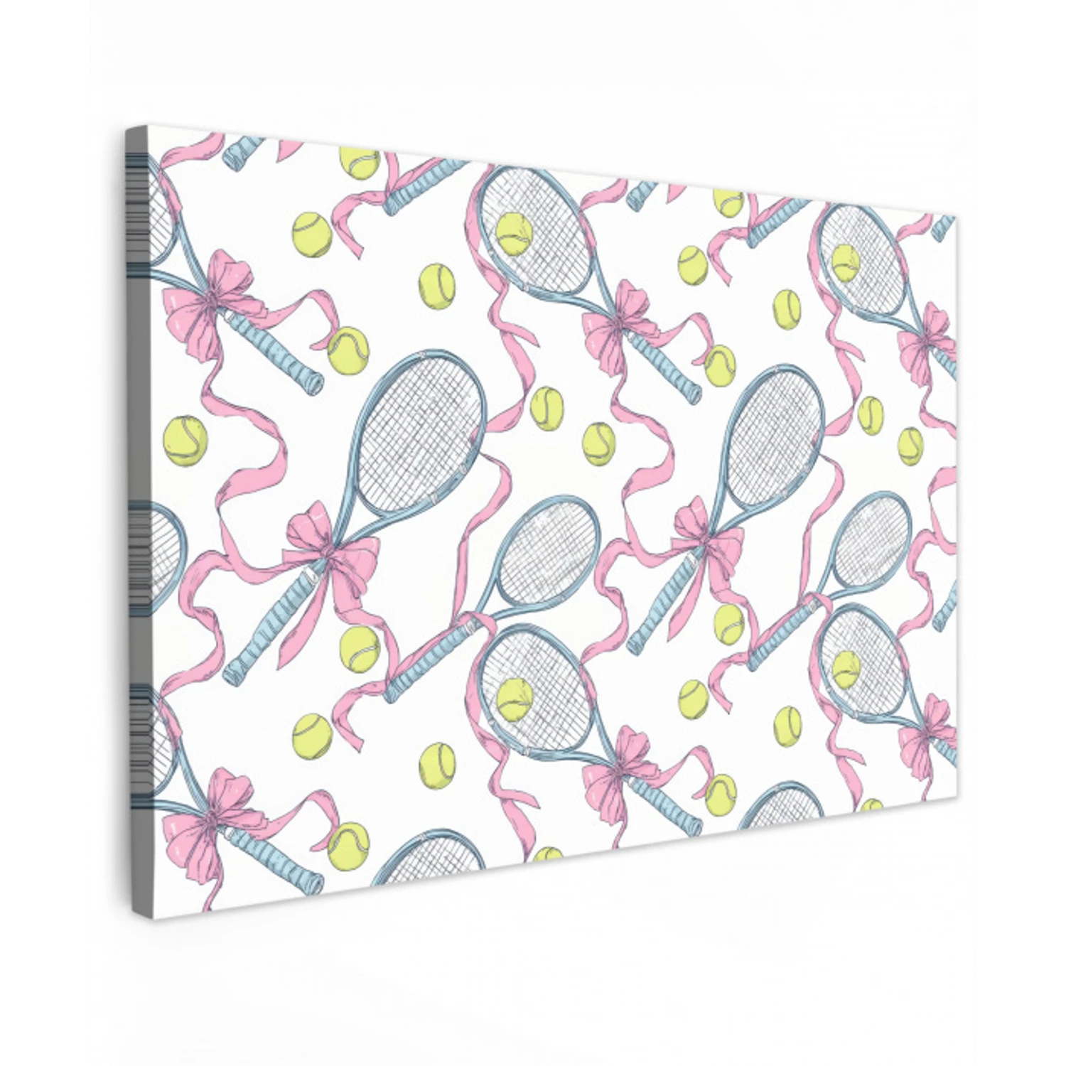 Tennis - Strikken - Kleurrijk Tuinposter op houten frame 2 cm dik klein 845 -3d
