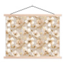 Bloemen - artistiek - Goud textielposter latten blank klein 122 -3d