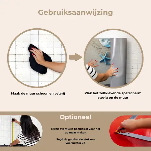 Zeesterren - Zand - Zee - Blauw keuken achterwand spatscherm klein -gebruiksaanwijzing_NL