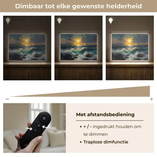 Zee - Zon - Golven - Rotsen Light Box met batterij (Wandlamp) middel -USP_dimbaarNL