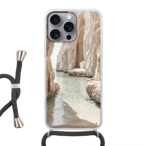 Rotsen - Zee - Zand - Kloof Hoesje iPhone 16 Pro Max met koord klein -3d