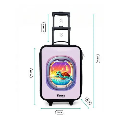 Schildpad die zwemt met zonsondergang Kinderkoffer - Zwart klein -productfoto_formaten
