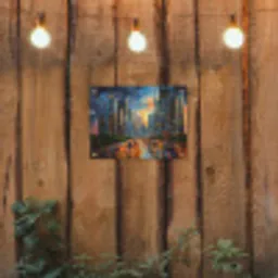 Auto - Skyline - Zon - Blauw tuinposter los doek klein -sfeer1