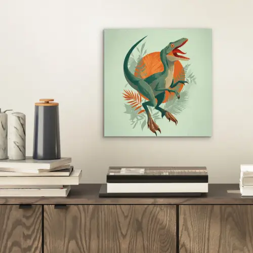 Dino - Bladeren - Grafisch - Groen aluminium wit klein -sfeer1