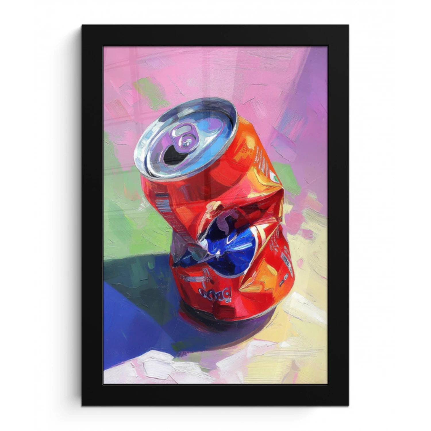 Frisdrank - Blik - Paars fotolijst zwart zonder passe partout klein -3d