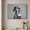 Teckel - Bier - Glas - Bril Textielframe zwart klein -sfeer2