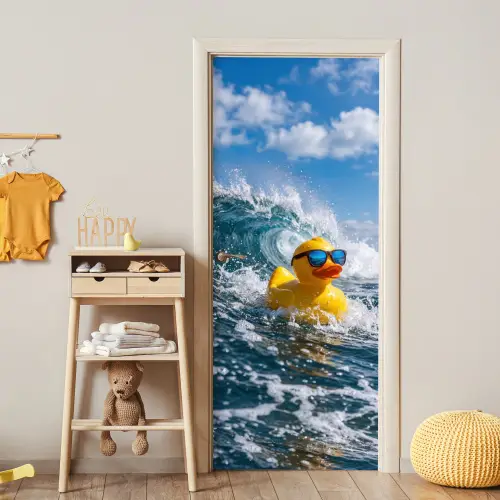 Badeend - Stoer - Golven deurposter klein -sfeer4