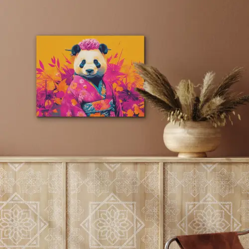 Kimono - Roze - Panda - Bloemenkroon PET vilt klein -sfeer4