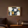 Abstract - Vormen - Goud - Blauw - Geometrisch Light Box met batterij (Wandlamp) middel -sfeer4