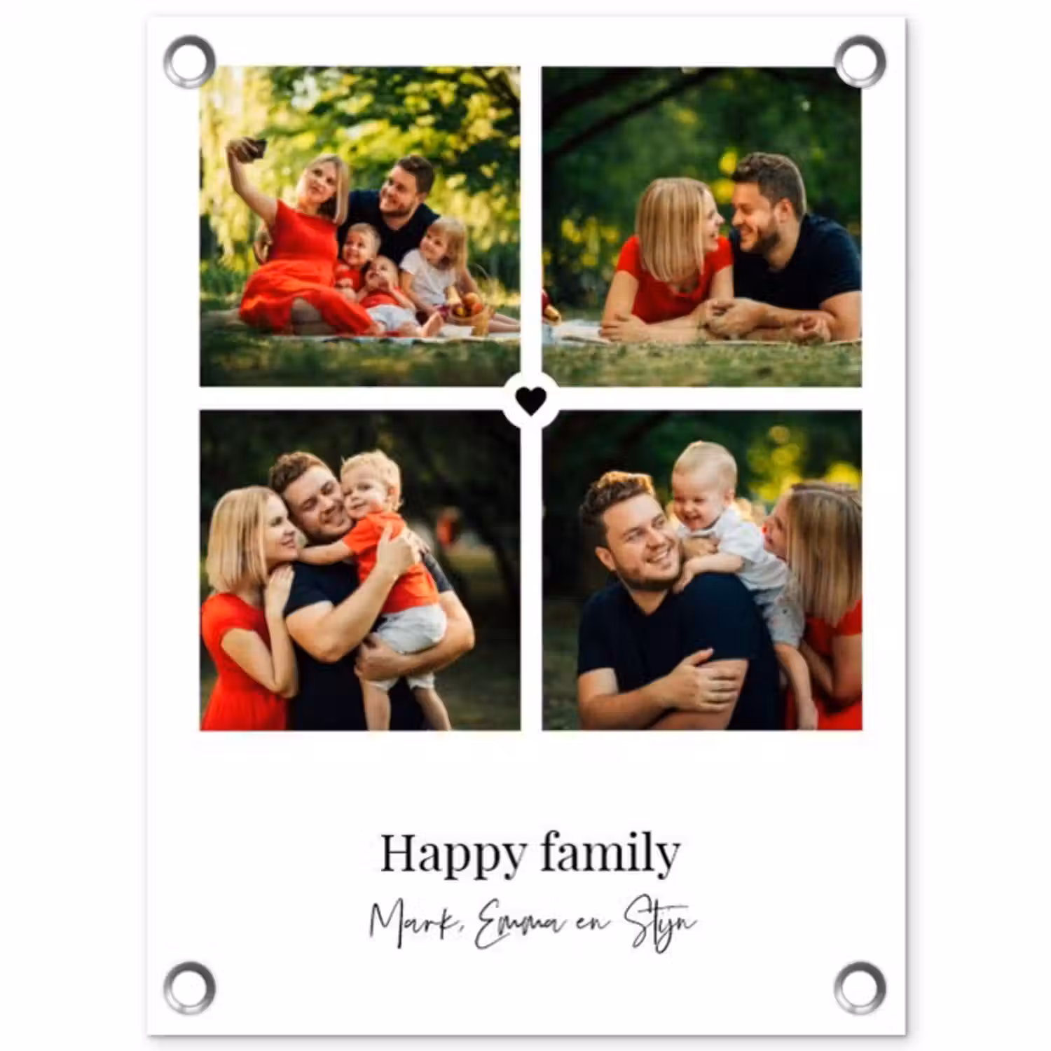 Gepersonaliseerde tuinposter - Happy Family - Collage - 4 Foto's