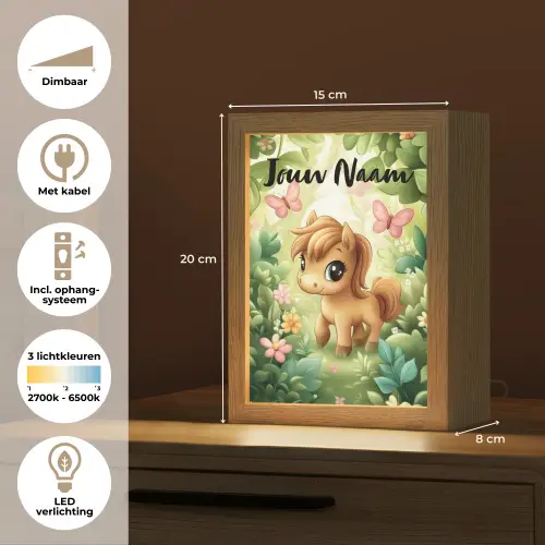 Paard - Bloemen - Vlinders Light Box met kabel (Kinderlampje) klein -USP_NL