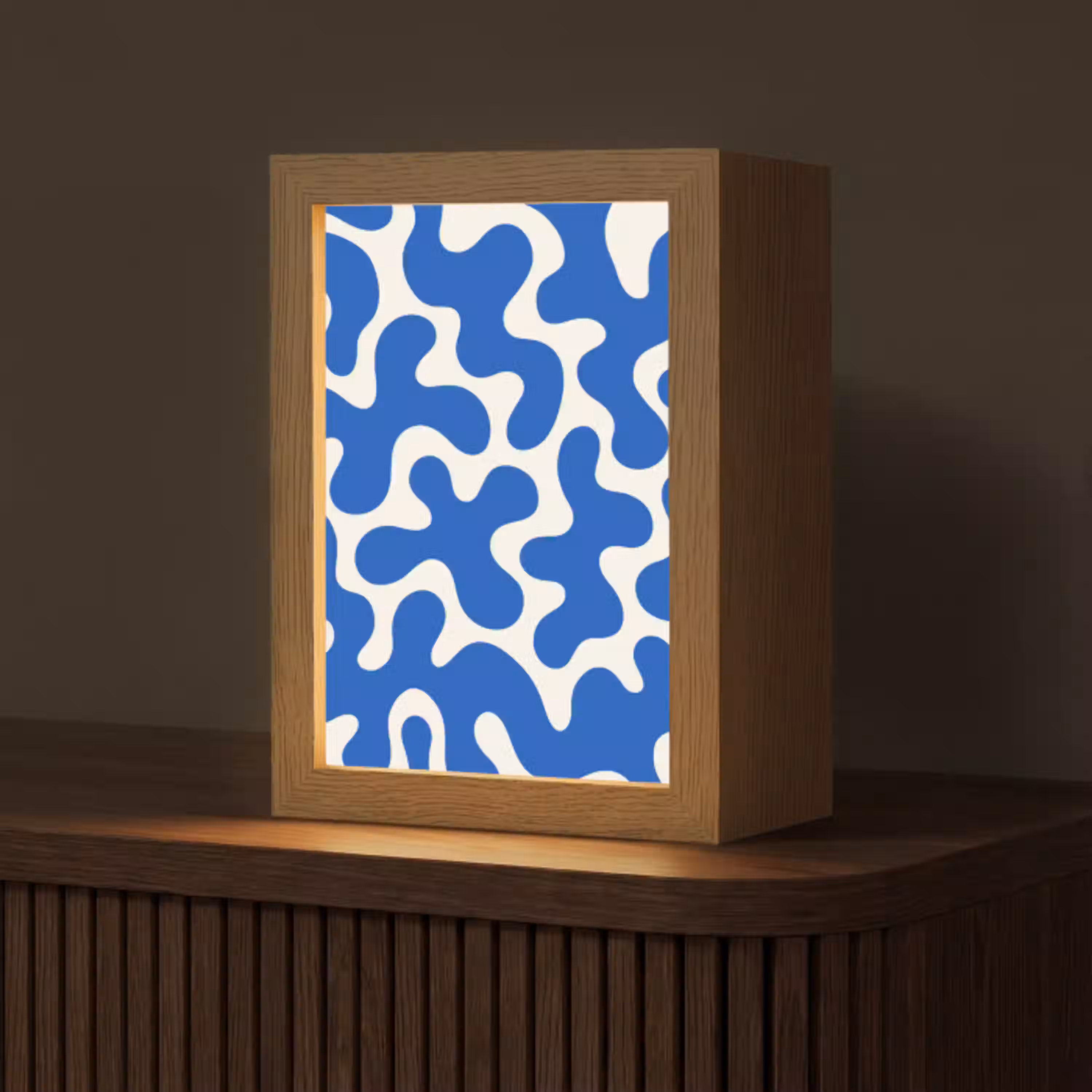 Vormen - Abstract - Blauw - Golven Light Box met kabel (Tafellamp) klein -z3d_website