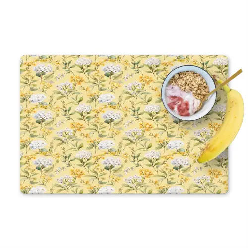 Frans - Citroen - Bloesem  - Wit - Geel Placemat vinyl groot 368 -zzzproduct_Kitchenyeah-website