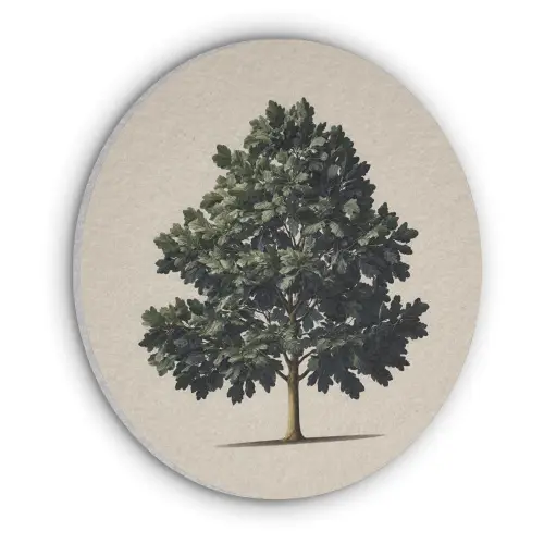 Eikenboom - Schaduw - Egaal Akoestische PET Vilt - Rond klein -3d