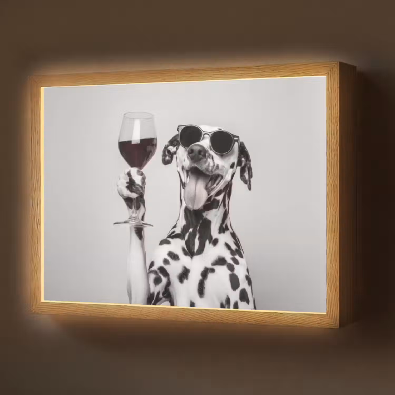 Lightbox - Wandlamp - Zonnebril - Dalmatiër - Wijnglas - Tong