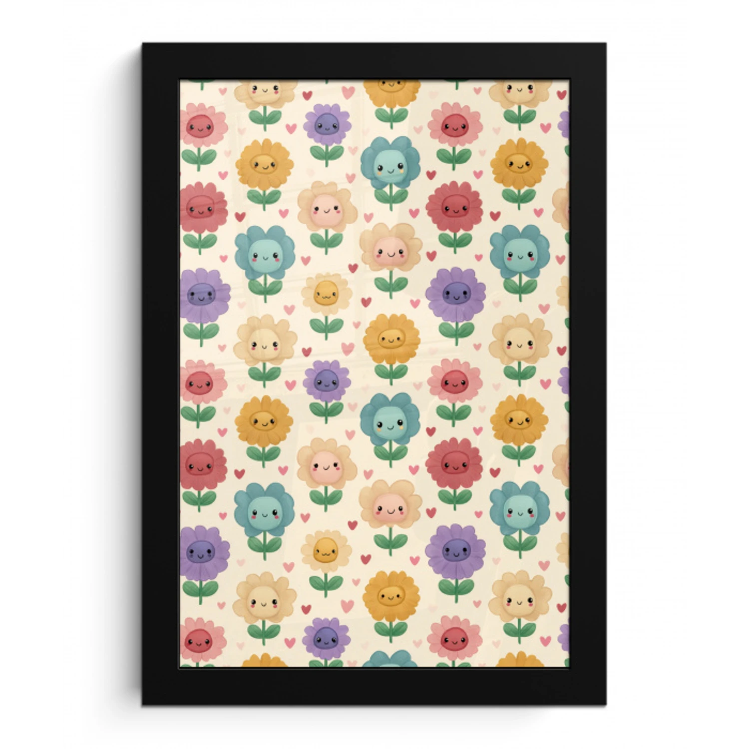 Bloemen - Hartjes - Kleurrijk fotolijst zwart zonder passe partout klein 224 -3d