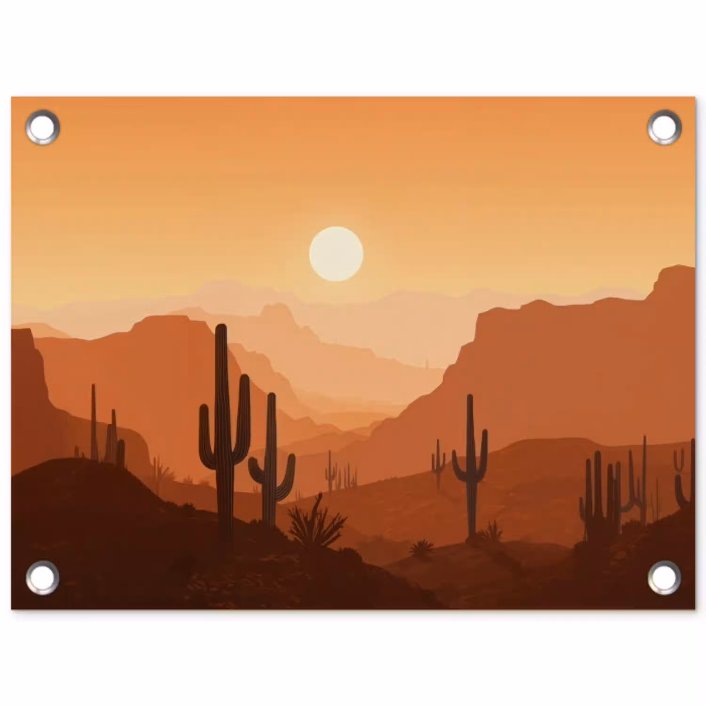 Landschap - Woestijn - Cactussen - Zon tuinposter los doek klein -3d