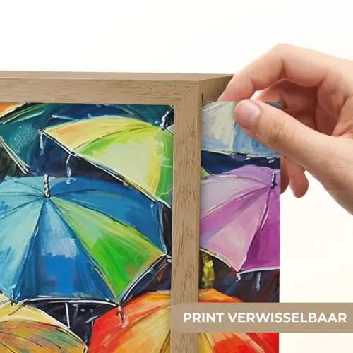 Paraplu's - Schilderij - Kunst - Regenboog Light Box met batterij (Wandlamp) middel -USP_websiteprintNL
