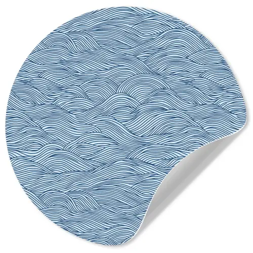 Golven - Ritmisch - Blauw Wandcirkel behangsticker klein 186 -3d