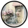 Fiets - Pastelkleuren - Bloemen Fotolijst rond zonder passe partout klein -3d