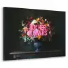 Quote - Bloemen - Vaas - Neon Textielframe zwart klein -3d