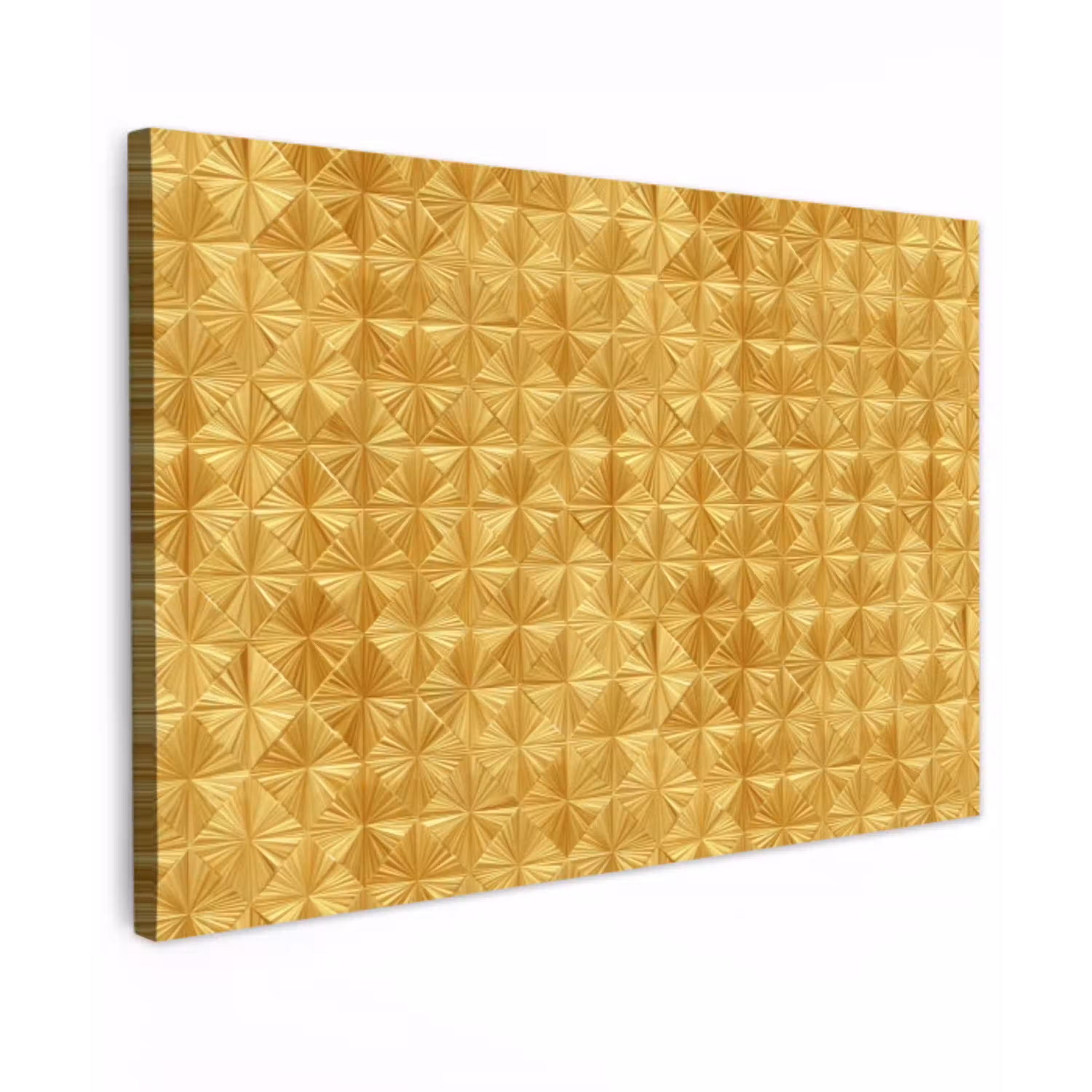 Tegels - Geometrisch - Reliëf - Goud Tuinposter op houten frame 2 cm dik klein 845 -3d