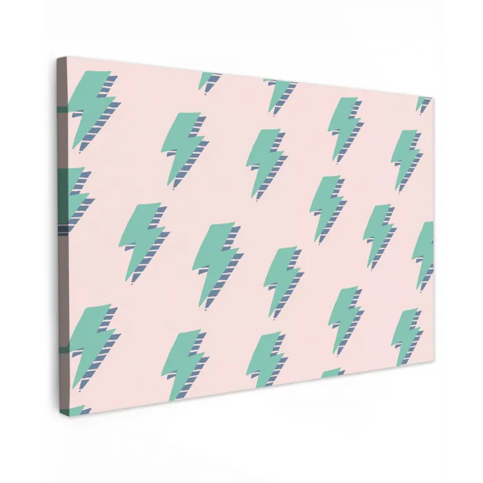 Patroon - Bliksem - Roze - Groen Tuinposter op houten frame 2 cm dik klein 845 -3d