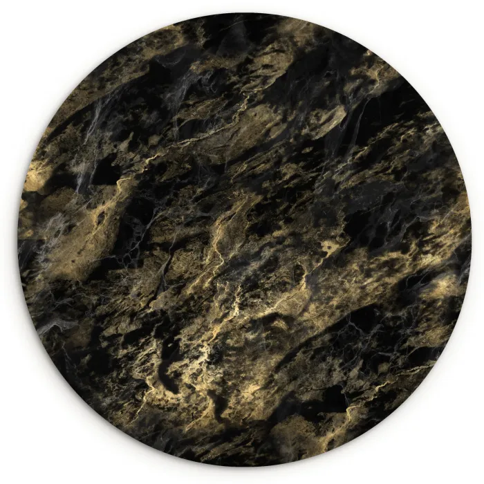 Marmer - Zwart - Goud Wandcirkel plexiglas klein 852 -3d