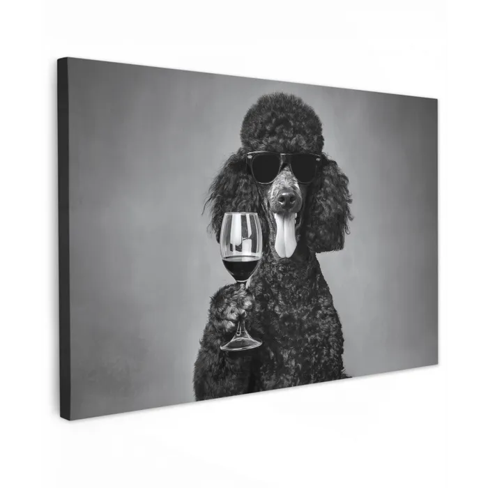 Hond - Krullen - Zonnebril - Wijn canvas 2cm klein -z3d