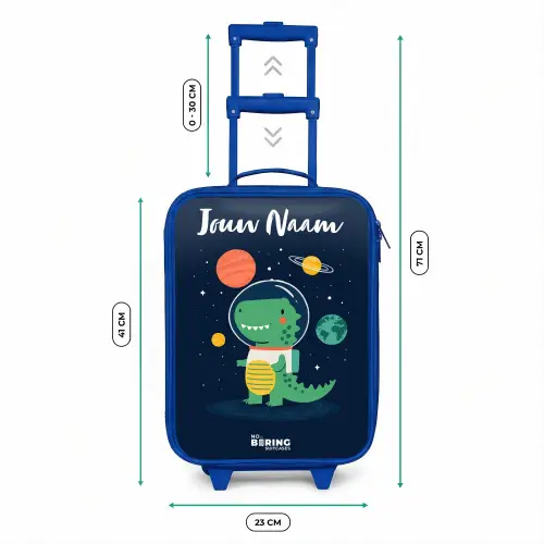 Ruimte - Dino - Planeten - Sterren Kinderkoffer - Blauw klein -productfoto_formaten