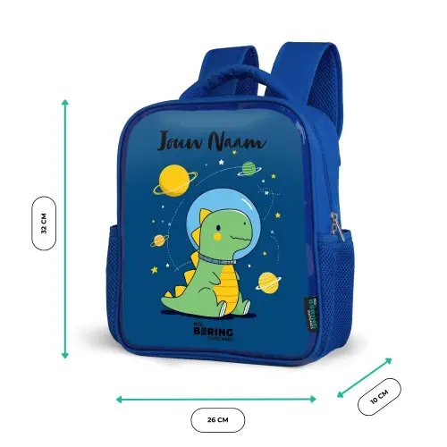 Dino - Planeet - Ster - Blauw Kinderrugzak - Blauw middel -productfoto_formaten
