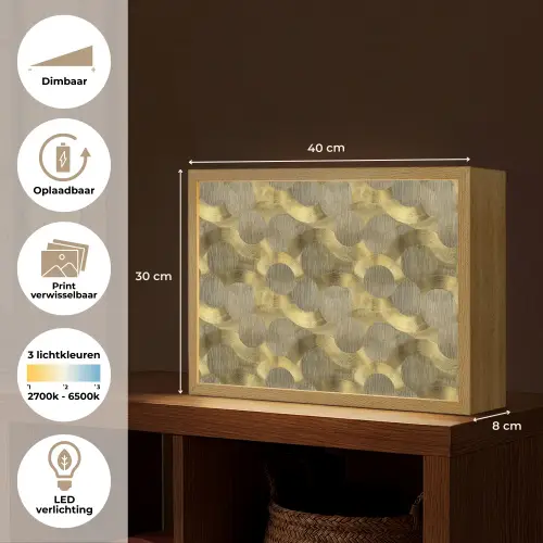 Modern - Geometrisch - Goud Light Box met batterij (Wandlamp) middel 907 -USP_websiteoverzichtNL