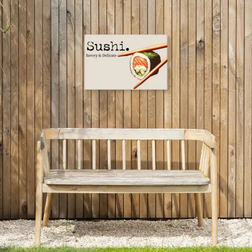 Sushi - Zalm - Rijst - Japans Tuinposter op houten frame 2 cm dik klein -sfeer4