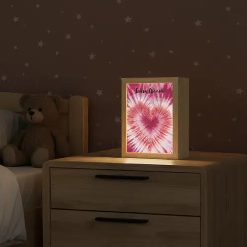 Tie Dye - Hartvorm - Roze Light Box met kabel (Kinderlampje) klein -sfeer1_kind