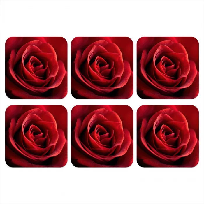 Rood - Roos - Romantisch onderzetter kurk middel -3d