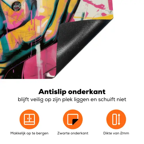 Portret - Vrouw - Abstract - Zonnebril Inductie beschermer vinyl 3mm klein -zzzzzzz-td-onderkant