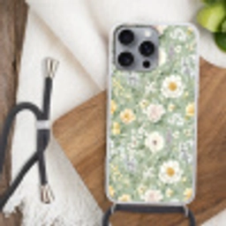 Klassiek - Bloemenpatroon - Kleurrijk Hoesje iPhone 16 Pro Max met koord klein 804 -sfeer4