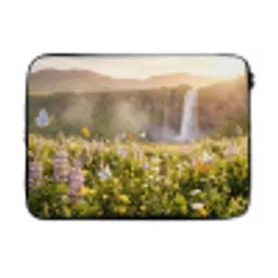 Vlinders - Waterval - Bloemenveld laptophoes neopreen klein -3d
