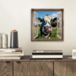 Doorkijk - Koe - Weiland - Dieren - Natuur aluminium wit klein -sfeer1