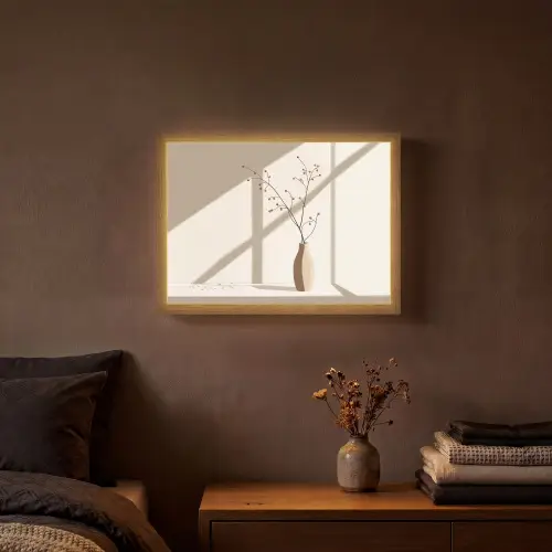 Vaas - Takken - Bessen - Minimalistisch Light Box met batterij (Wandlamp) middel -sfeer4