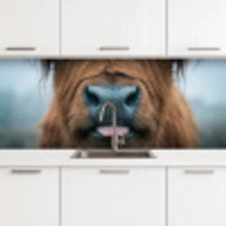 Schotse hooglander - Neus - Bruin keuken achterwand 2 middel -3d
