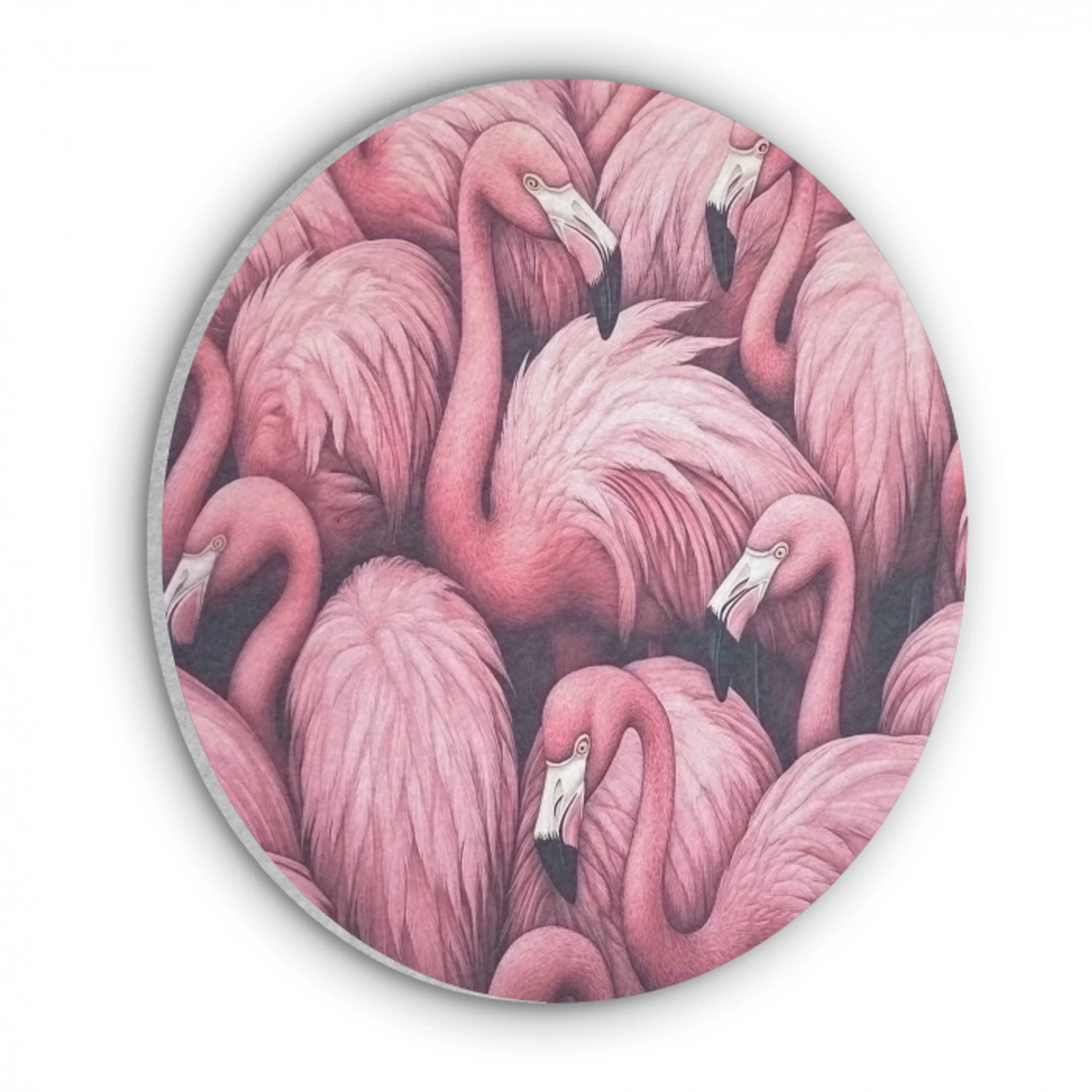 Flamingo - Roze - Dieren Akoestische PET Vilt - Rond klein -3d